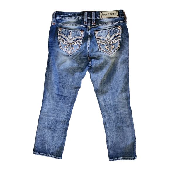 Rock Revival Jeans 27 EU distressed Mid Rise Skinny Embellished Rhinestones - Picture 3 of 10